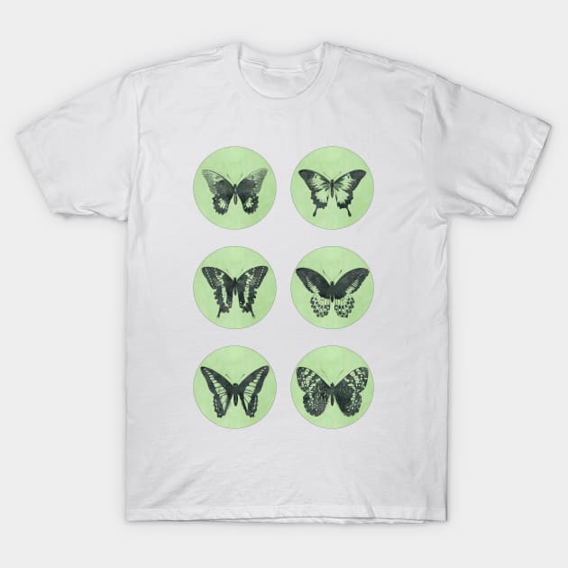 Vintage BUTTERFLIES mega sticker pack green edition T-Shirt by Naumovski